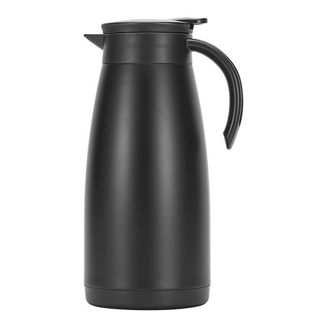 MUCR 50 Oz Thermal Coffee Carafe, Stainless Steel and Double Walled Vacuum Insulated with Portable Handle, 12 Hour Heat Retention, 1.5 Liter Tea, Water, and Coffee Dispenser, Black