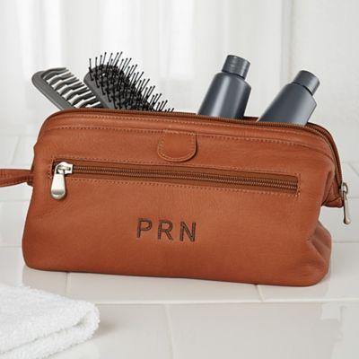 Tan Leather Toiletry Bag