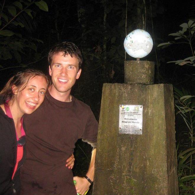 In the Amazon jungle, next to a monument indicating we were standing at the equator!
