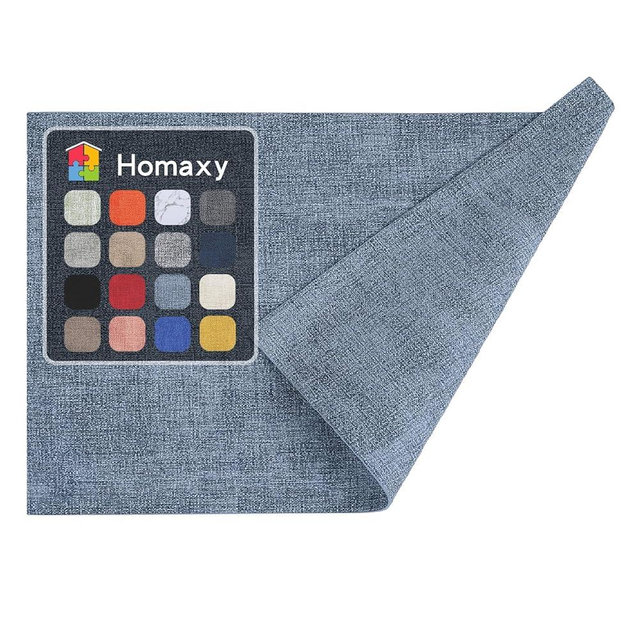 Homaxy Faux Leather Heat Resistant Placemats for Dining Table Set of 8, Waterproof Wipeable Washable PU Table Mats, Easy to Clean Anti-Slip Place Mats, 11.8" x 17", Blue