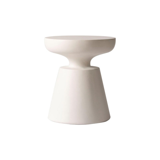 LeisureMod Isle 20" Round Fiberstone Bowl Side Table - Modern Pedestal Accent Table - Weather-Resistant Indoor Outdoor Stone End Table