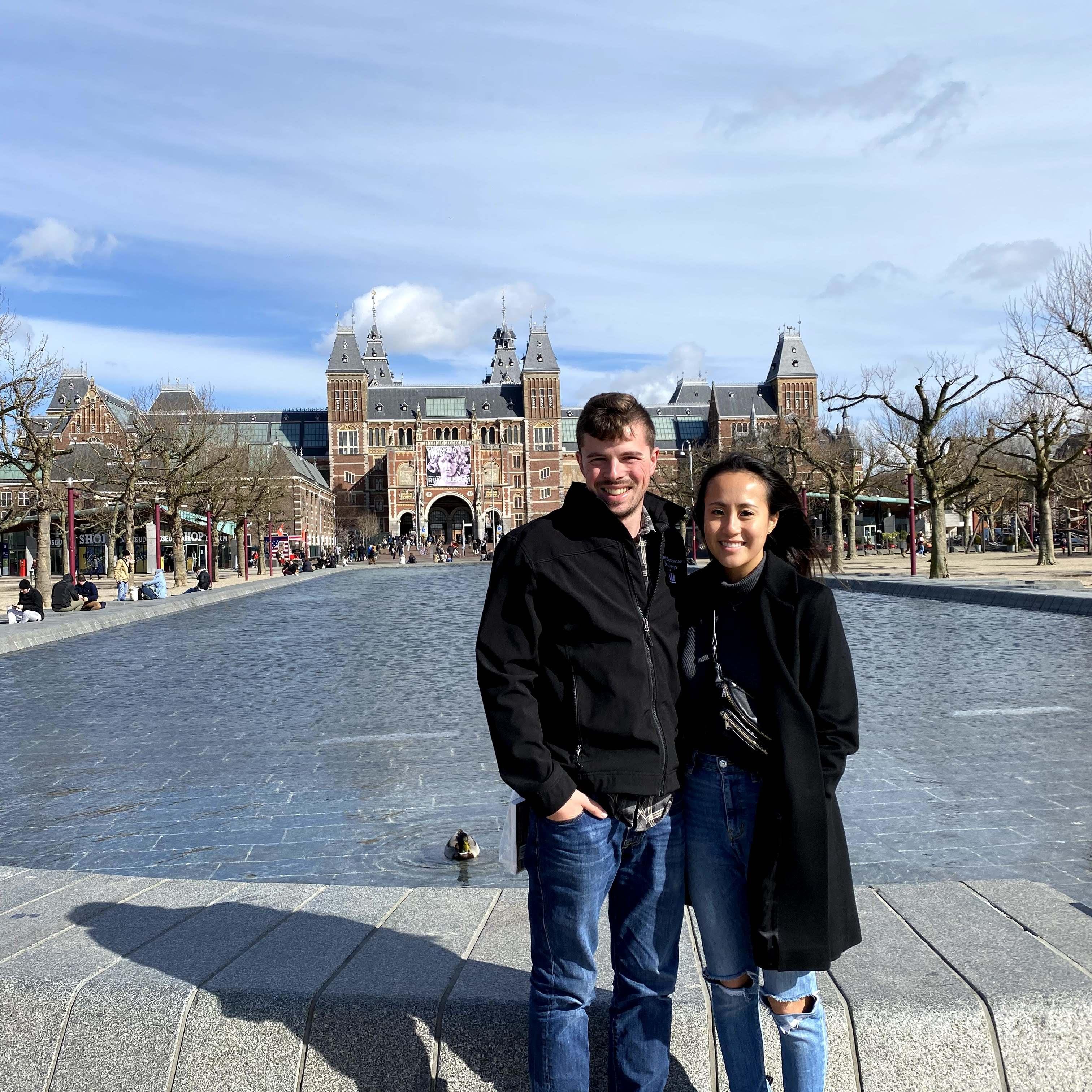 Sightseeing in Amsterdam shortly before the pandemic (and almost getting stranded in Europe together)