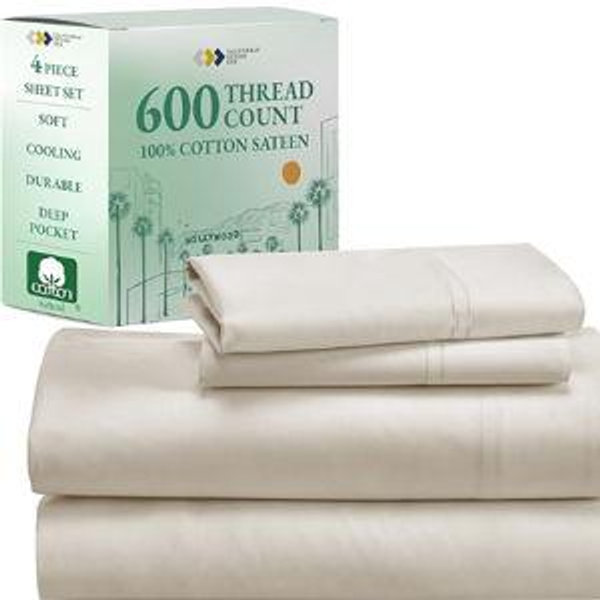 California Design Den Luxury Queen Size Sheet Set - Creamy Ivory