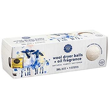 Woolzies Organic Wool Dryer Balls: 3 Pack XL Dryer Balls & 100% Pure Lemon Essential Oil