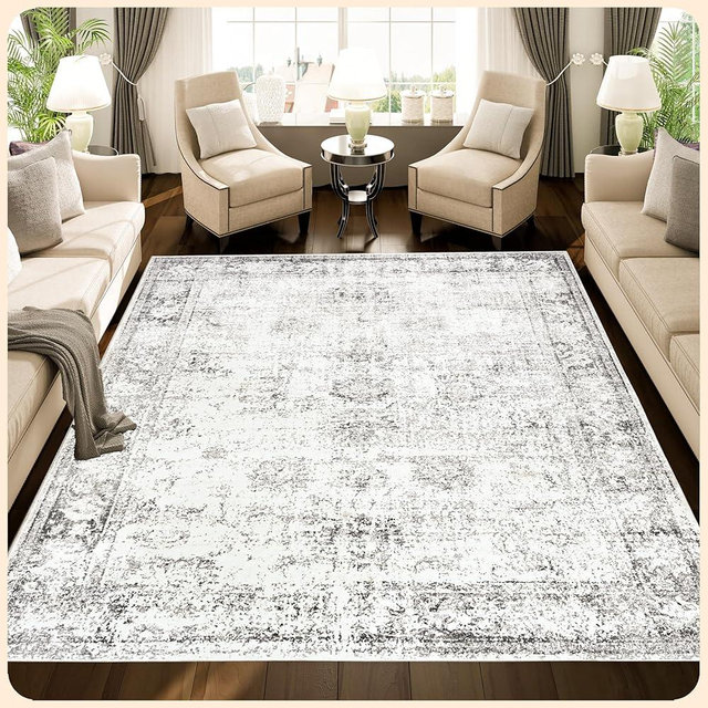 Istana 9x12 Rug - Grey Living Room Rug - Foldable Farmhouse Rugs for Living Room - Stain Resistant Washable Rug 9x12 - Eco-Friendly Large Area Rugs Washable - Easy to Clean Big Rugs for Living Room