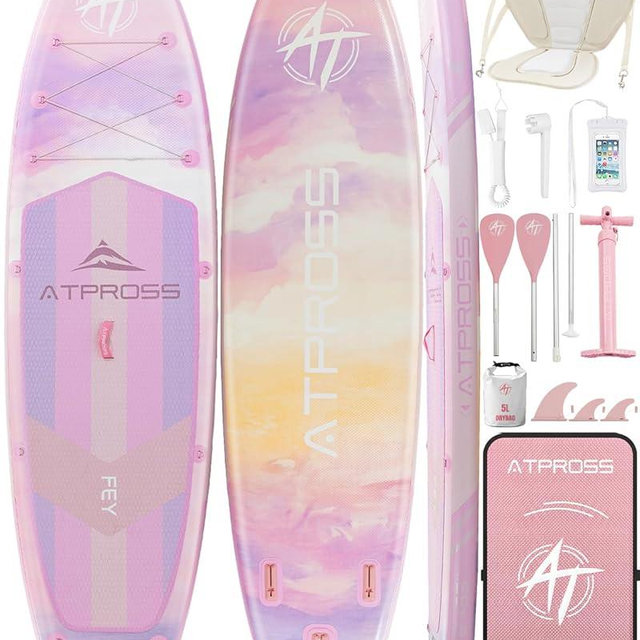 ATPROSS 11'6"x35" Inflatable Paddle Board, 450lbs Extra Wide Stand Up Paddleboard for Adults with Premium SUP Accessories Kit & Backpack, Blow Up Kayak Non-Slip Stable Deck Boat for Yoga Fishing Surf
