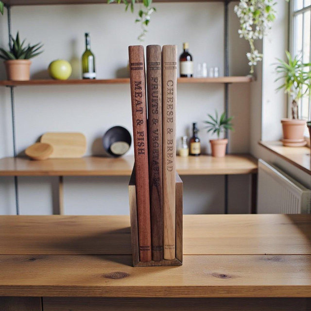 Book Shaped Wooden Cutting Board Set, Serving Boards with Stand