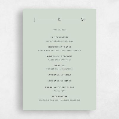 Light Sage, Green Wedding Program - Corinth