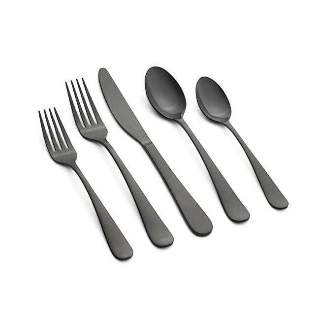 Cambridge Silversmiths Rhiannon Black Satin 20-Piece Flatware Set, Service for 4