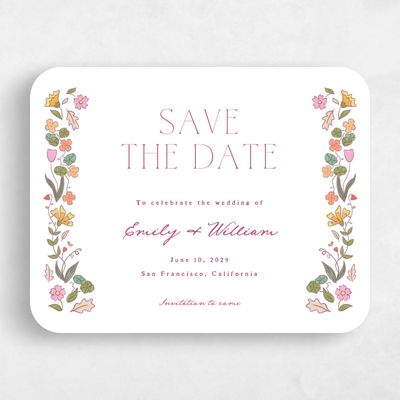 White Rounded Wedding Save the Date - Aria Landscape
