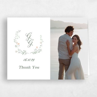 White Floral Wedding Thank You - Margot Photo