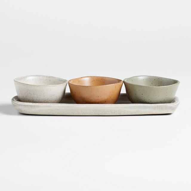 Carmel 3-Part Ceramic Dip Bowl & Tray by Gaby Dalkin