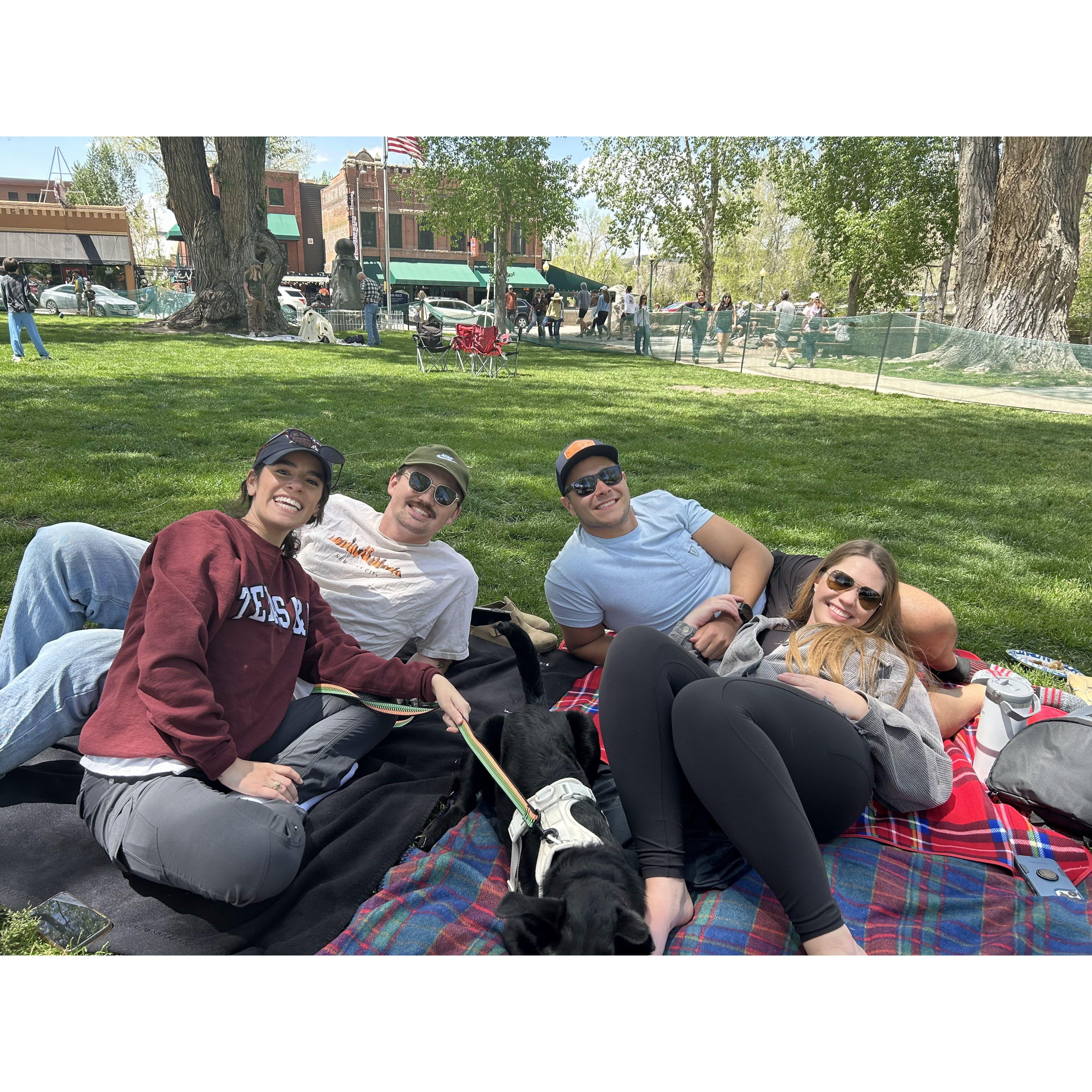 5/26/24 | Lounging in the park at the Salida Bluegrass music festival this past summer! Featuring Megan and Martin and their sweet girl, Tala. We absolutely love spending time here.