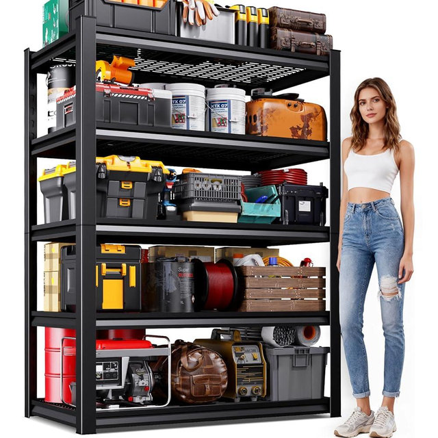 71"H Garage Shelving-3000LBS 5 Tier Storage Shelves,Adjustable Heavy Duty Metal Shelving Unit and Storage Large Wire Rack,Utility Steel Shelf For Shop Warehouse Industrial Pantry Basement 71"x35"x16"