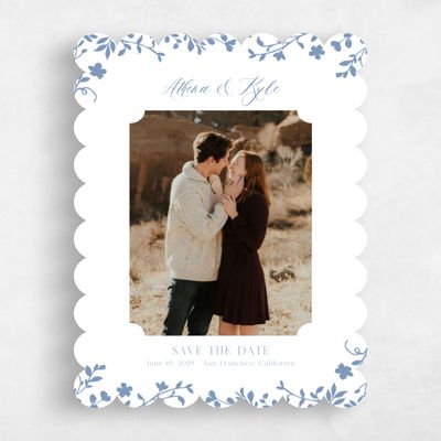 Blue Scalloped Wedding Save the Date - Ysabeau Photo
