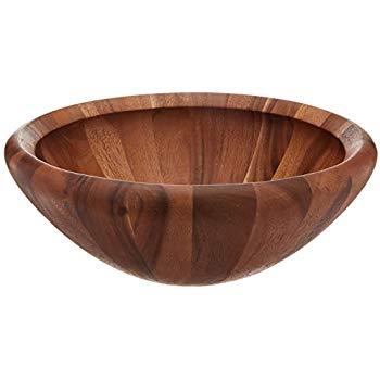 Lipper International 1174 Acacia Wave Serving Bowl for Fruits or Salads, Large, 12" Diameter x 7" Height, Single Bowl