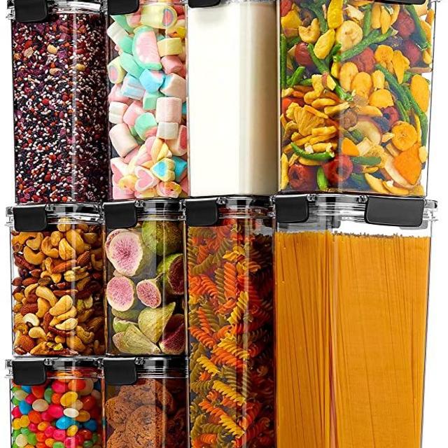 Brilliance Airtight Food Storage Containers with Lids, Plastic Canister Sets with Different Sizes Kitchen Pantry Organization and Storage, for Food, Flour, Sugar, Cereal, BPA Free (14Pc Pack)
