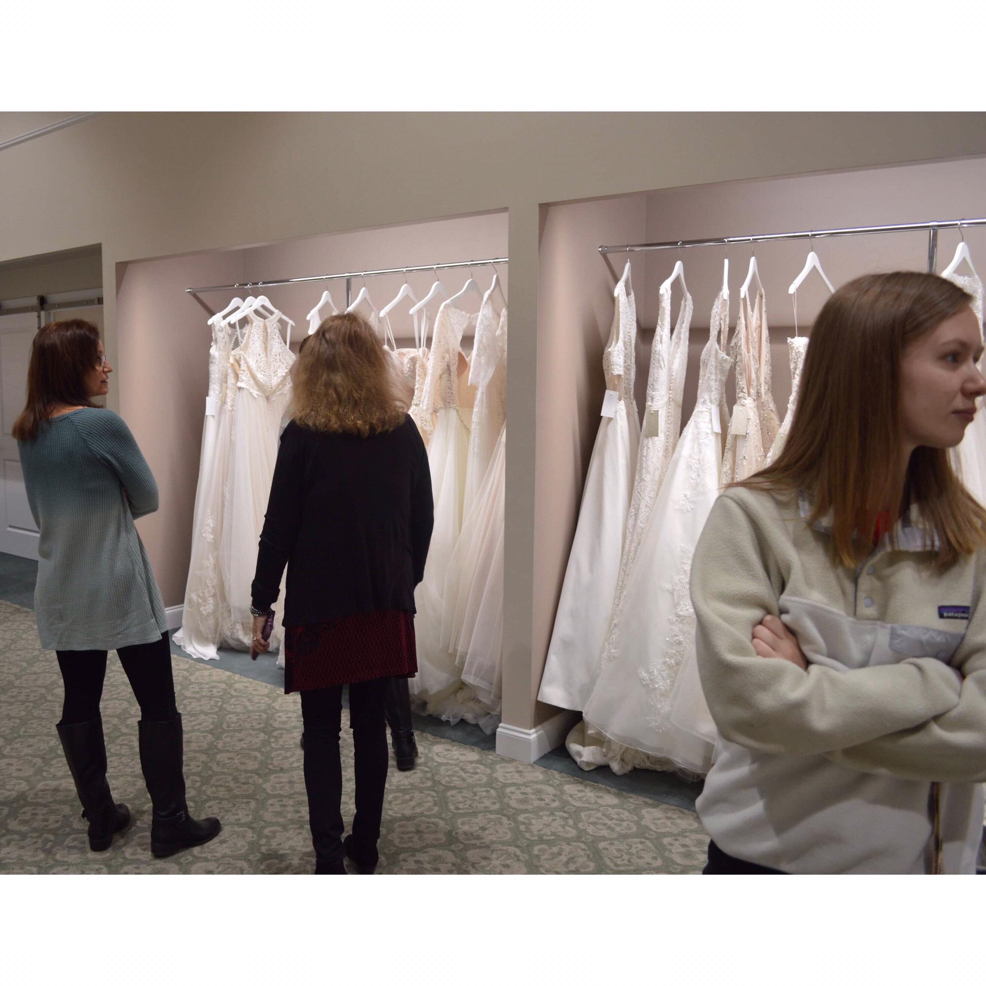 Dress shopping at David’s Bridal. Getting closer! December 22, 2019.