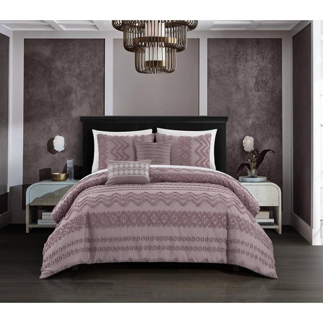 Queen 5pc Tyson Comforter Set Plum - Chic Home Design