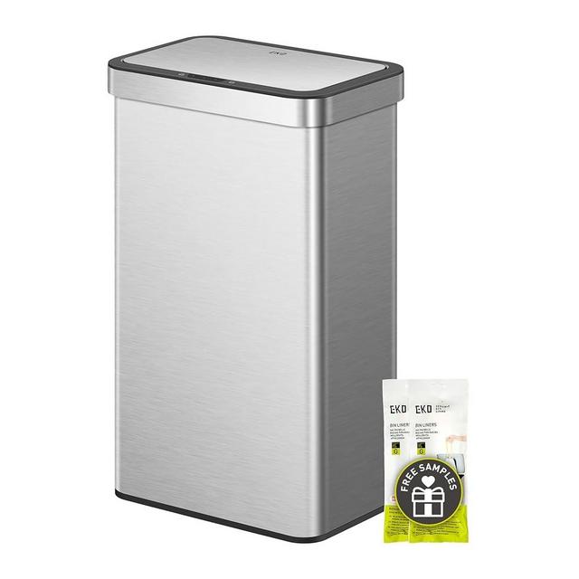 EKO Nova Sensor Trash Can, 21 Gallon/80 Liter Stainless Steel Rectangular Touchless Motion Sensor Trash Can, Matte Metallic