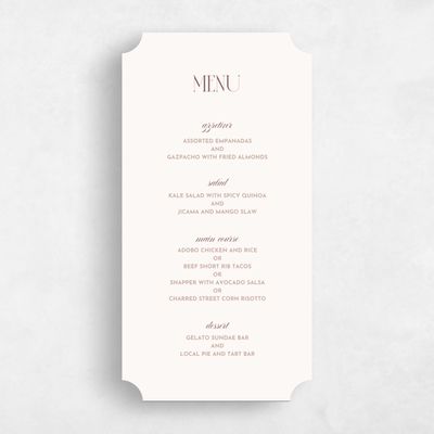 Brown Ticket Wedding Menu - Milan