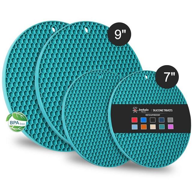 Joyhalo Trivets for Hot Dishes - Hot Pads for Kitchen, Silicone Pot Holders for Hot Pots and Pans, Silicone Mats for Kitchen Countertops, Table, Flexible Easy to Wash and Dry, Green