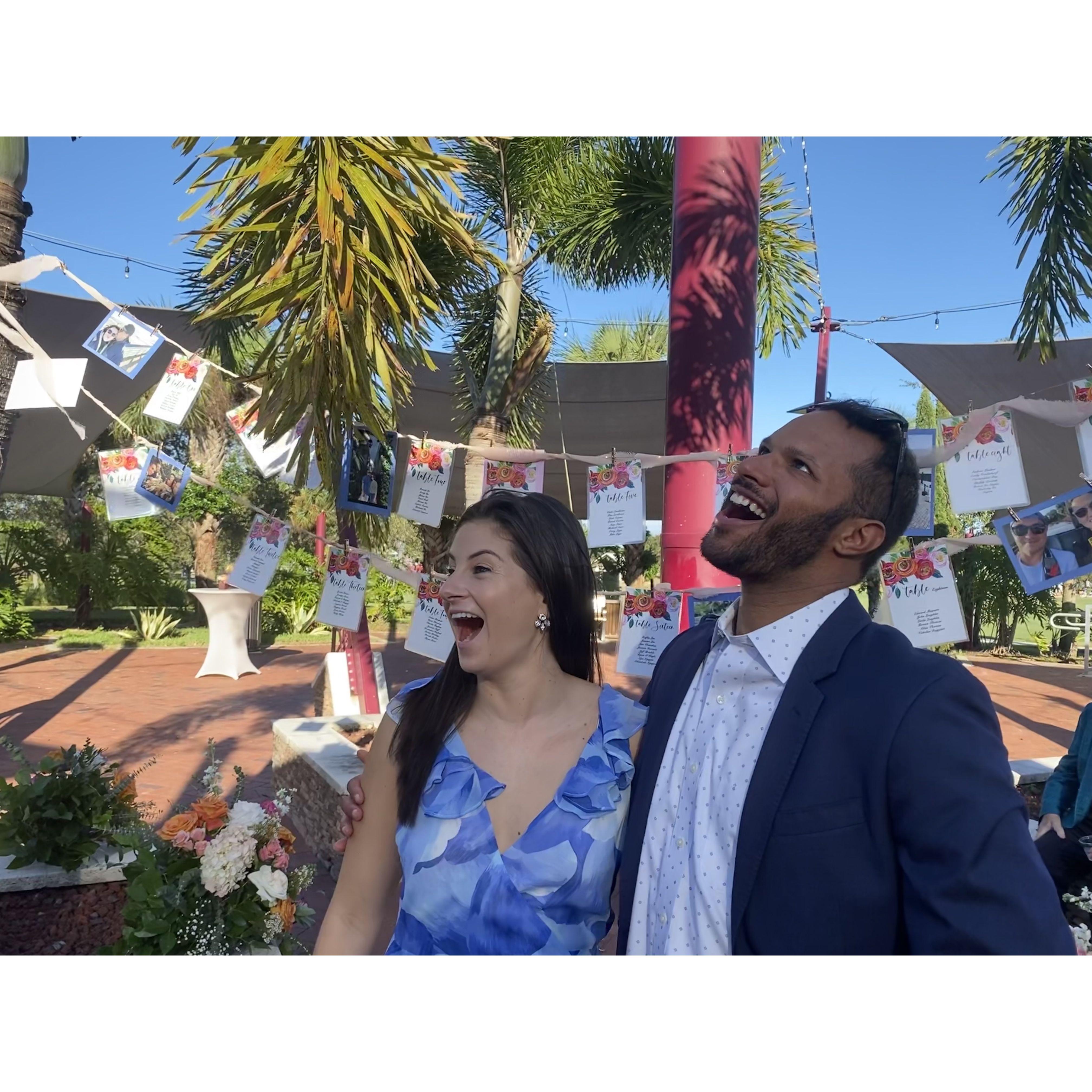 Laughing at one of Garrett's bad jokes