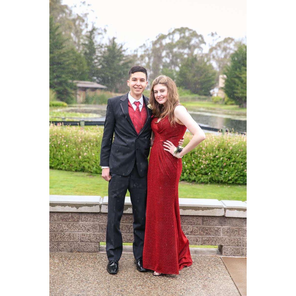 We went to our senior prom together and got nominated for prom queen and king... we didn't win though.