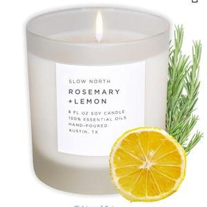 Slow North Rosemary + Lemon Candle - Essential Oils and Pure Soy Wax Candle in a Reusable Frosted Glass Jar - A Unique Scented Candle Hand-Poured in The USA (8 oz)