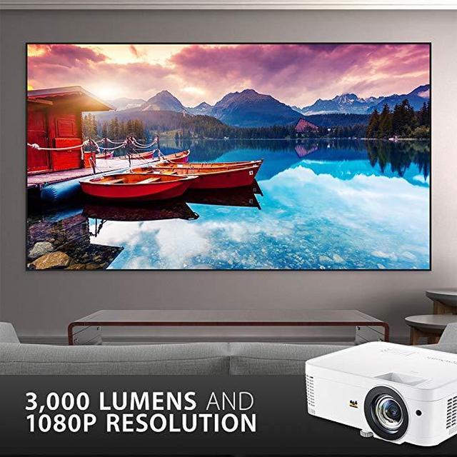 ViewSonic 1080p Short Throw Projector with 3000 Lumens 22,000:1 DLP 3D Dual HDMI USB C and Low Input Lag for Home Theater and Gaming (PX706HD)