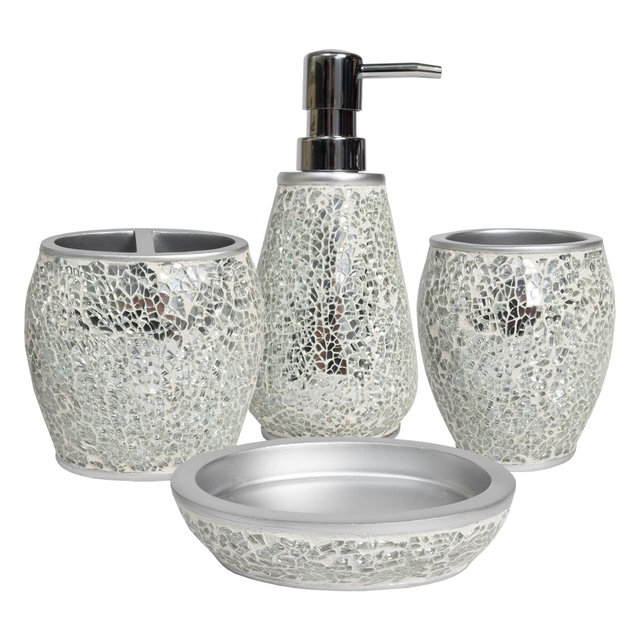 Sweet Home Collection - Glamour Bath Accessory Collection, 4 Piece Set
