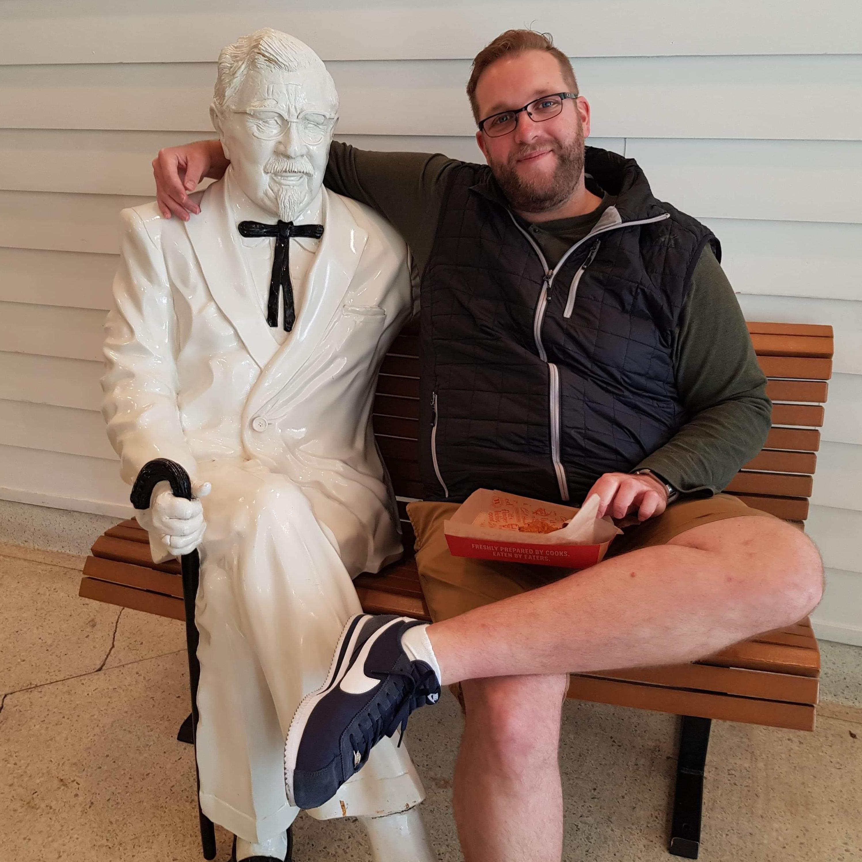 Aaron insisted on visiting the first KFC, located in Corbin.