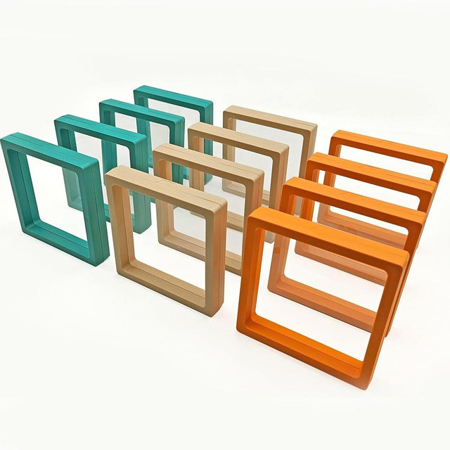 ailison 12PCS 3D Floating Frame Display Stand, Jewelry Box, Gift Box, Ornament Organizer, Small Travel Jewelry Box, PE Film Anti-Oxidation, Suspended Display Box Stackable (4.33 * 4.33, Type 4)