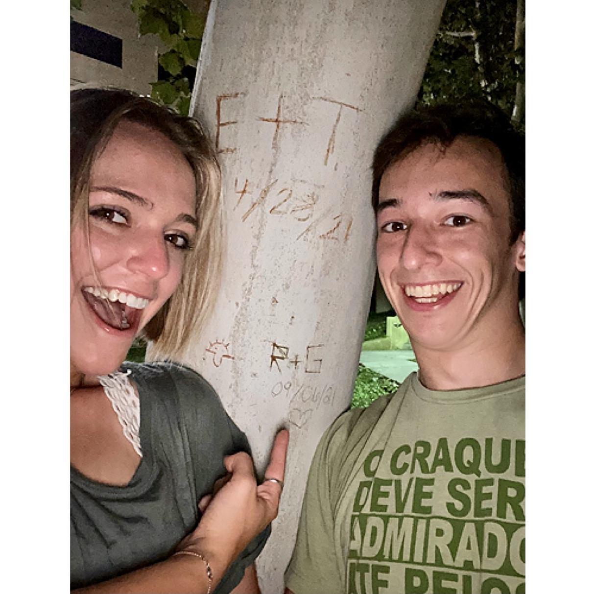 Carved into a tree to commemorate our first date!