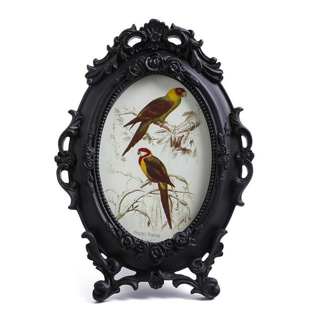 SIKOO Ornate Picture Frame 4x6 Antique Frames Vintage Frames Tabletop and Wall Mount Oval picture Frame, Victorian Home Decor, Black