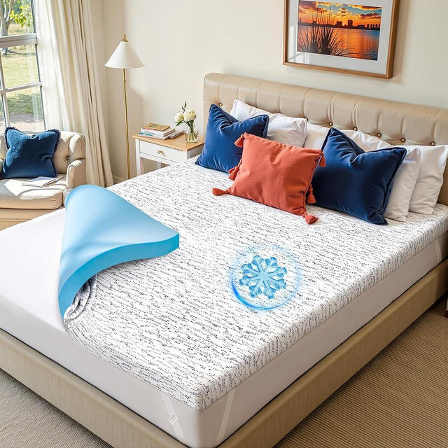 Subrtex Memory Foam Mattress Topper King Cooling Mattress Topper 4 Inch for Hot Sleepers, Pressure Relieving Mattress Pads Breathable Bed Toppers with Removable Washable Cover