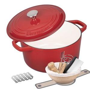 Enameled Cast Iron Dutch Oven Pot with Lid -include Sourdough Bread Baking Supplies Set