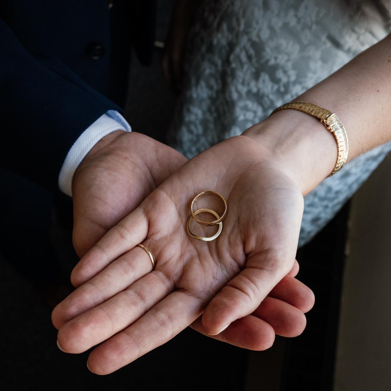 Our wedding bands that we made at a wedding ring workshop at The Smithery in Columbus. It was such a special experience!