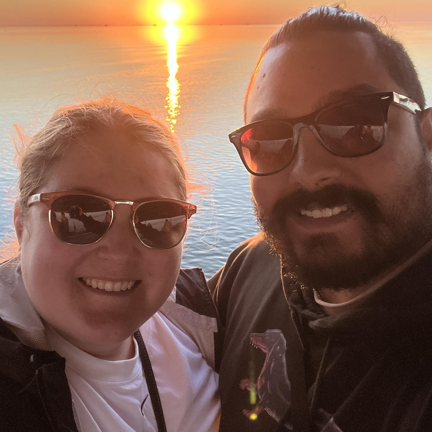 Sunset from our Dolphin Tour in the Outer Banks, October 2023