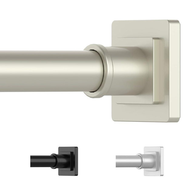 UIOSANRT Brushed Nickel Shower Curtain Rod 31-79 Inches Non-Slip Shower Rod Tension Mounted No Drill Tension Shower Curtain Rods Spring Tension Rod for Windows Bathroom