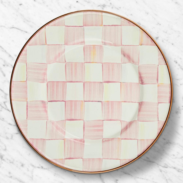 MacKenzie-Childs Rosy Check Enamel Salad Plate