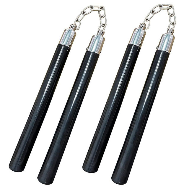 Nunchucks Safe Solid Rubber Training Nunchucks Nunchakus with Steel Chain and Bearing Ball System only for beginners ,Adults and Professionals Perform, Practice, Training,Exercise (2PCS-BLACK)