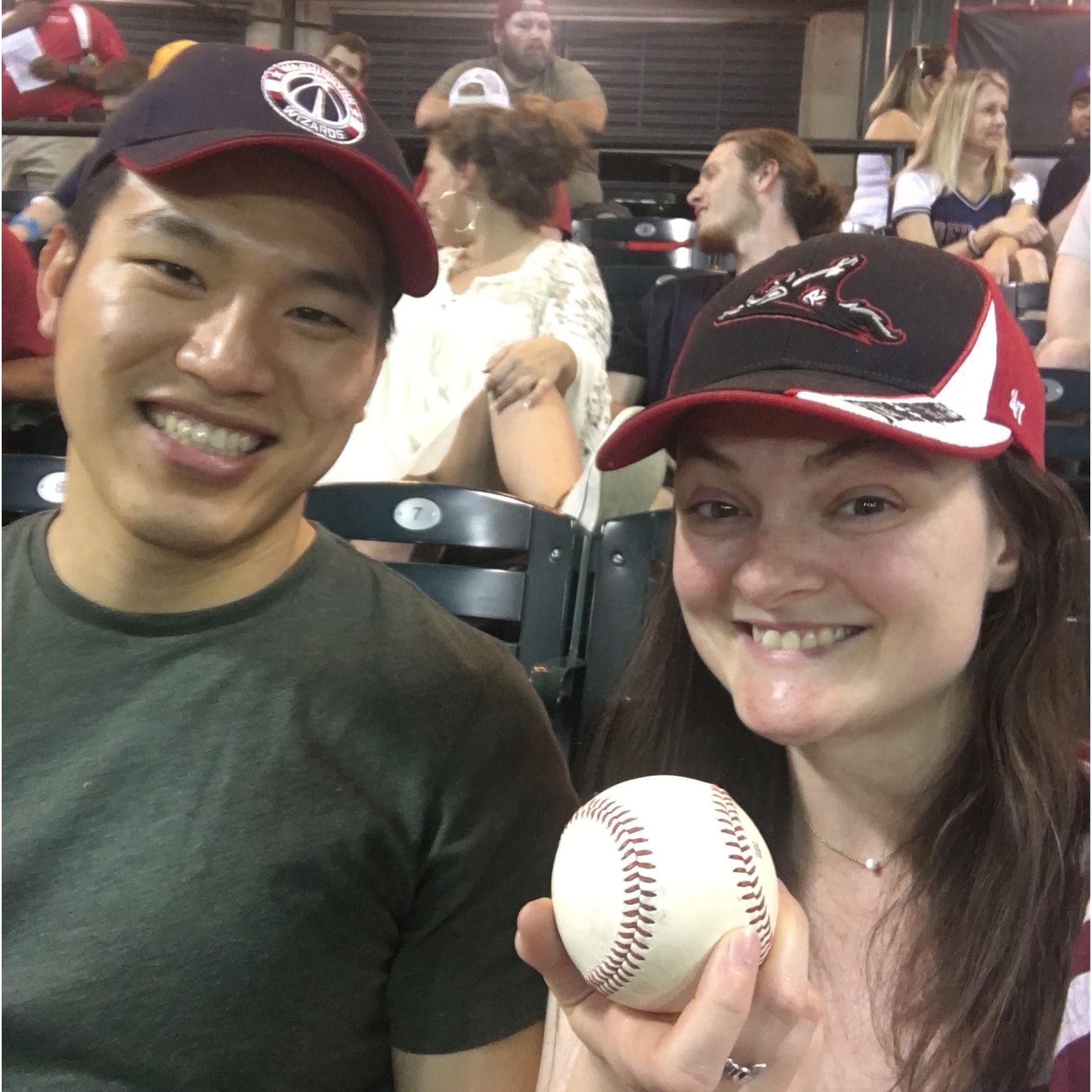The closest Sara ever came to willingly participating in baseball. Go flying squirrels! [2019]