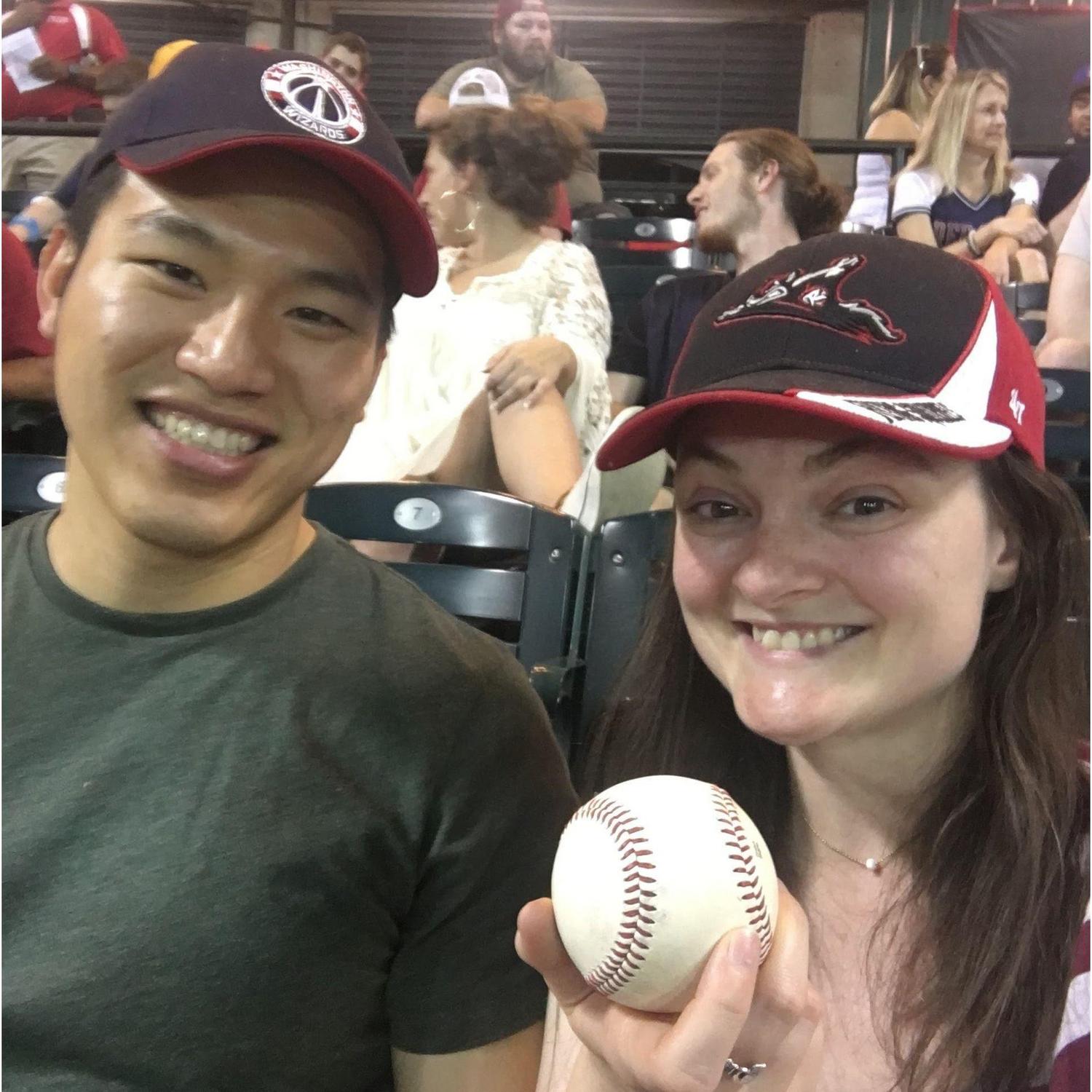 The closest Sara ever came to willingly participating in baseball. Go flying squirrels! [2019]