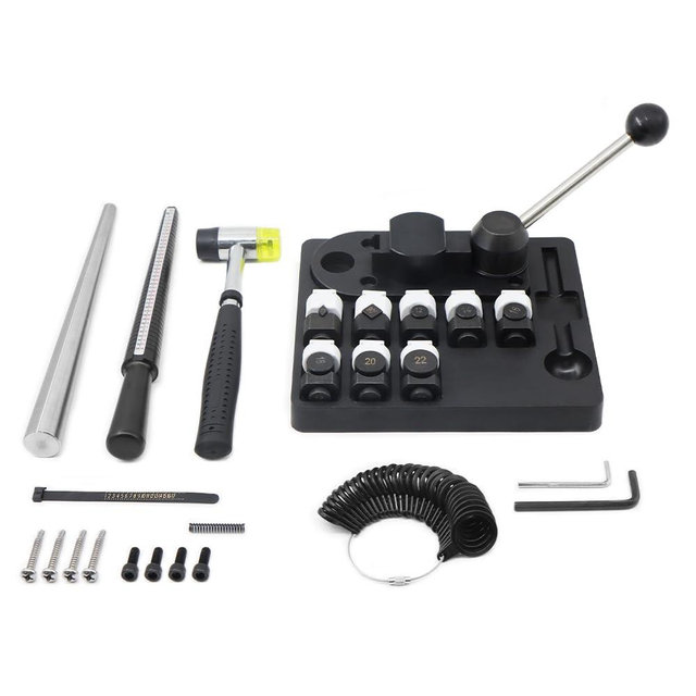lakimi Professional Jewelry Ring Bender Tool Kit - Multi-Functional Ring/Earring Bending Machine with Nylon Dies & Measurement Gauge, Precision Metal Craft Tool for Jewelers，LK-B05L