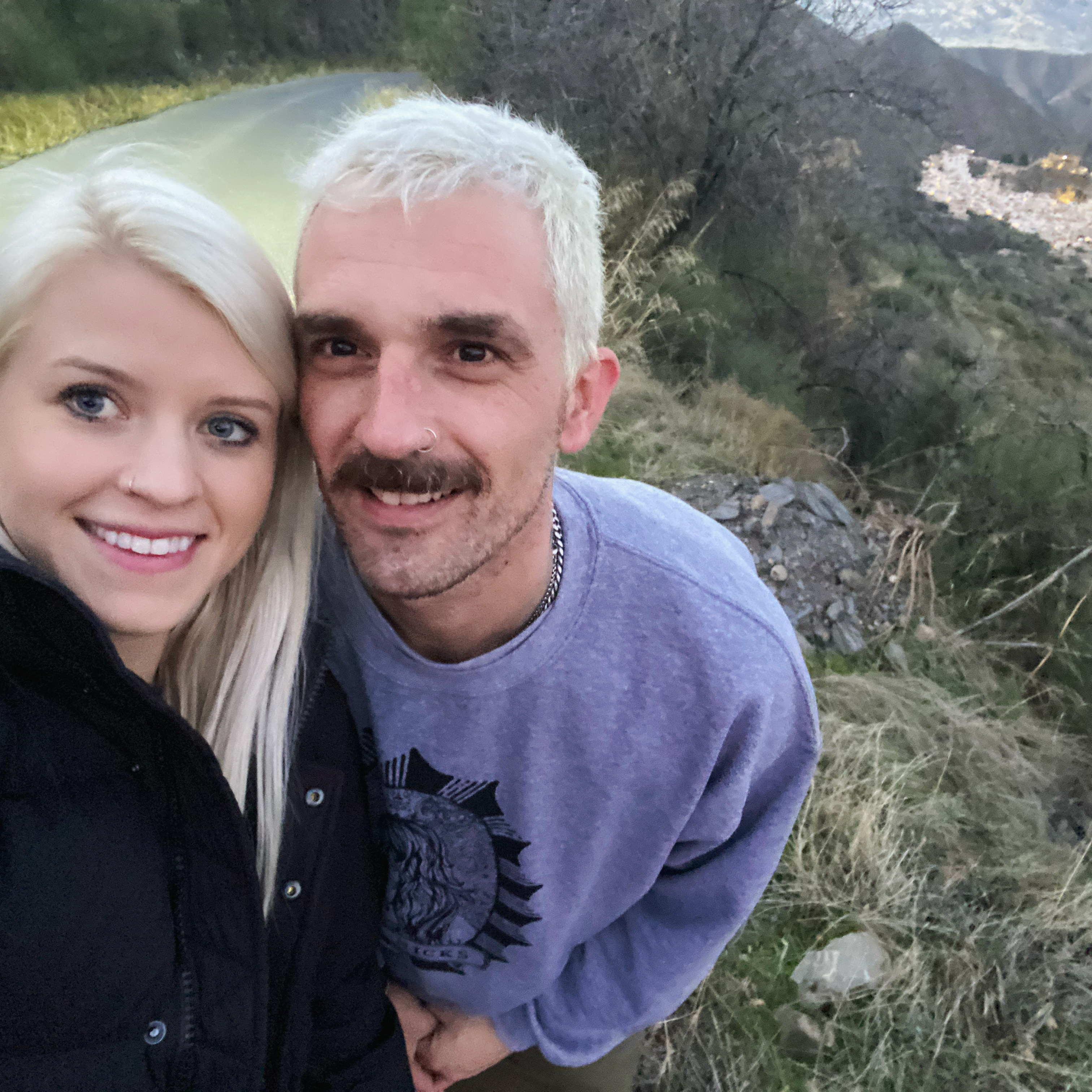 Enjoying the view of Alex's town, Sierro, on our first trip together to Spain