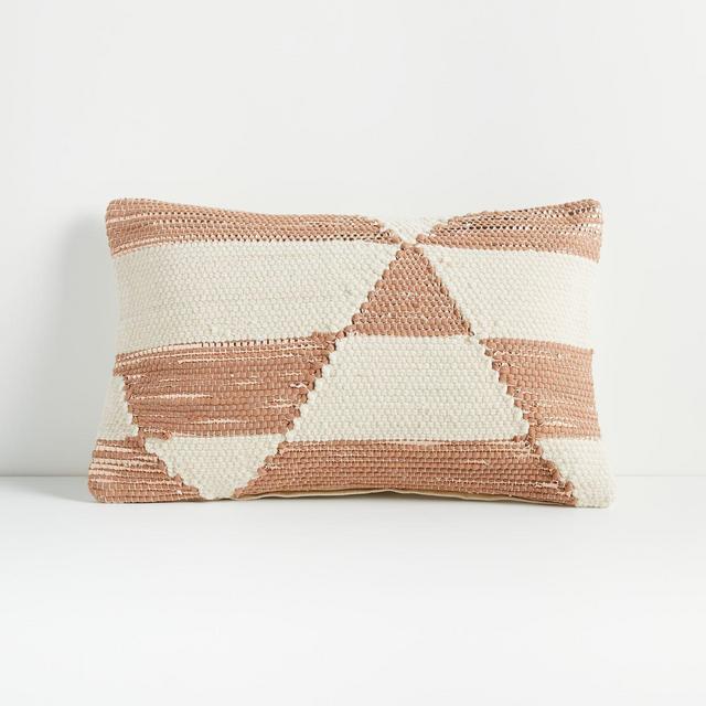 Kyson White and Peach Pillow 16"x24"