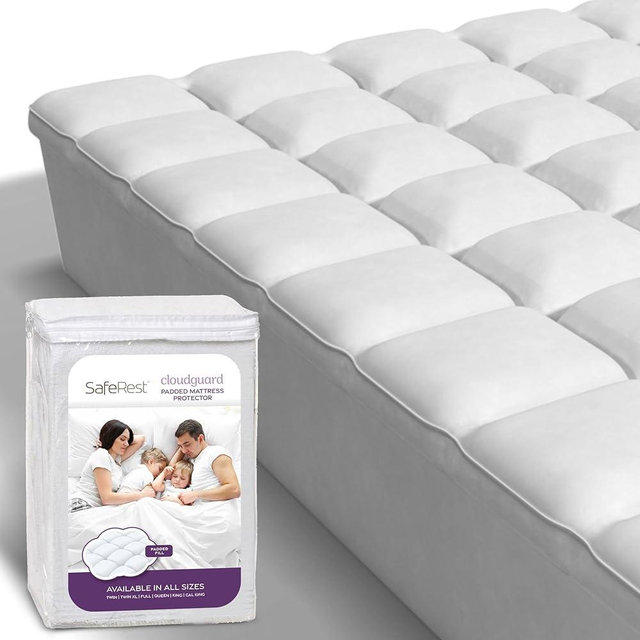 SafeRest CloudGuard - King Size Hybrid Mattress Protector & Pad (Extra Padded) - 100% Waterproof Quilted Pillow Top Mattress Cover - Thick, Plush & Fitted Mattress Topper for Bed