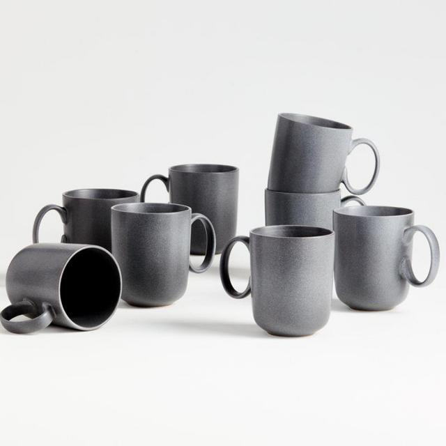Wren Grey Mugs, Set of 8