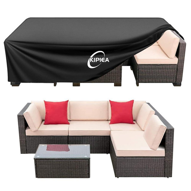 Kipiea Patio Furniture Covers Waterproof Winter, Heavy-Duty Outdoor Furniture Set Covers for Table Chairs, Anti-UV, No Tears or Fading (74" L x 47" W x 28" H)